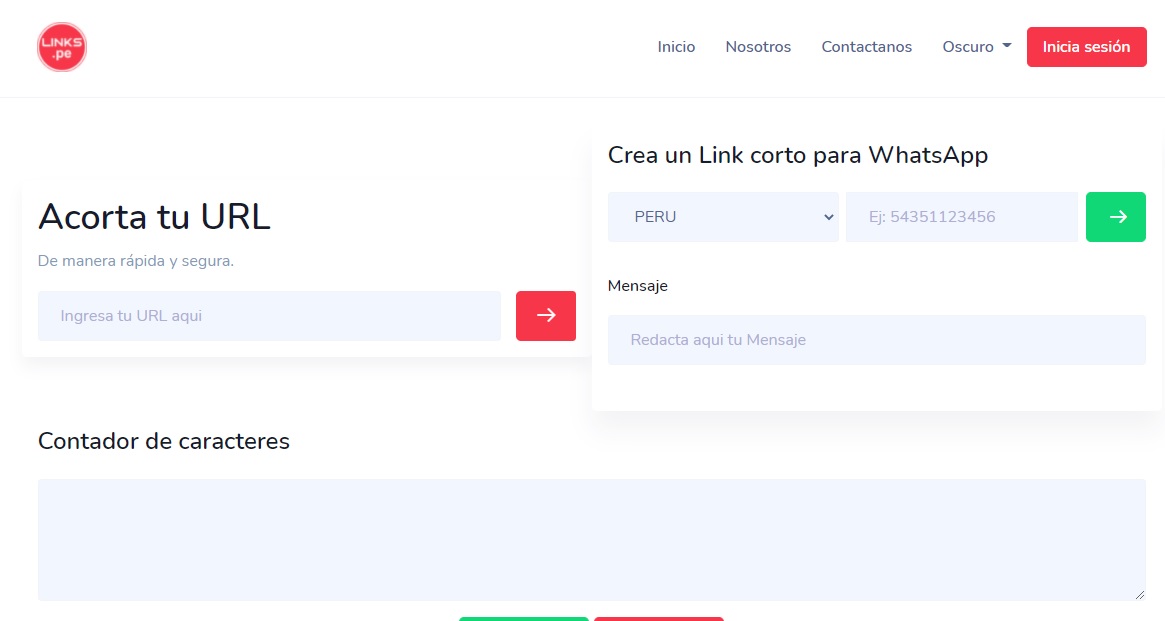 Acortador de URL Links.pe